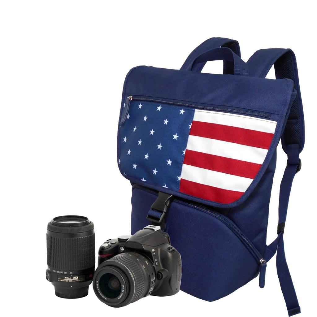 American Flag Water-Resistant DSLR Camera Backpack
