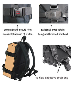 Backpack Carrying System with Adjustable Strap – ideal for carrying small to medium size hard shell case/hand baggage.