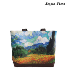 Masterpiece Painting Tote Bag(Vincent Van Gogh-A Wheatfield with Cypresses)