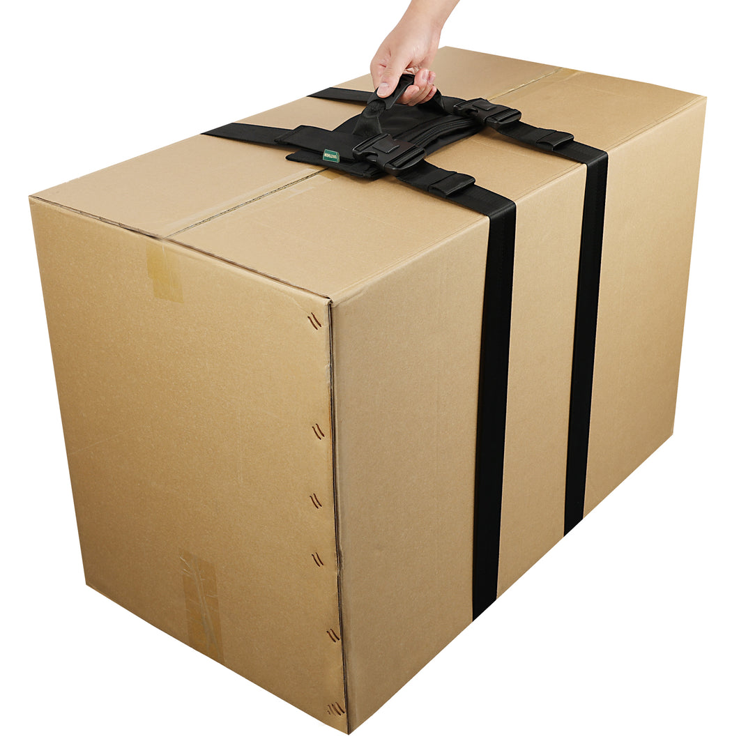Fold up Box/Baggage Hand Carrying Straps in Pouch, Adjustable Belt, H-Shaped Style Carry Straps, for Safely Moving and Lifting Heavy Boxes, Groceries, Luggage