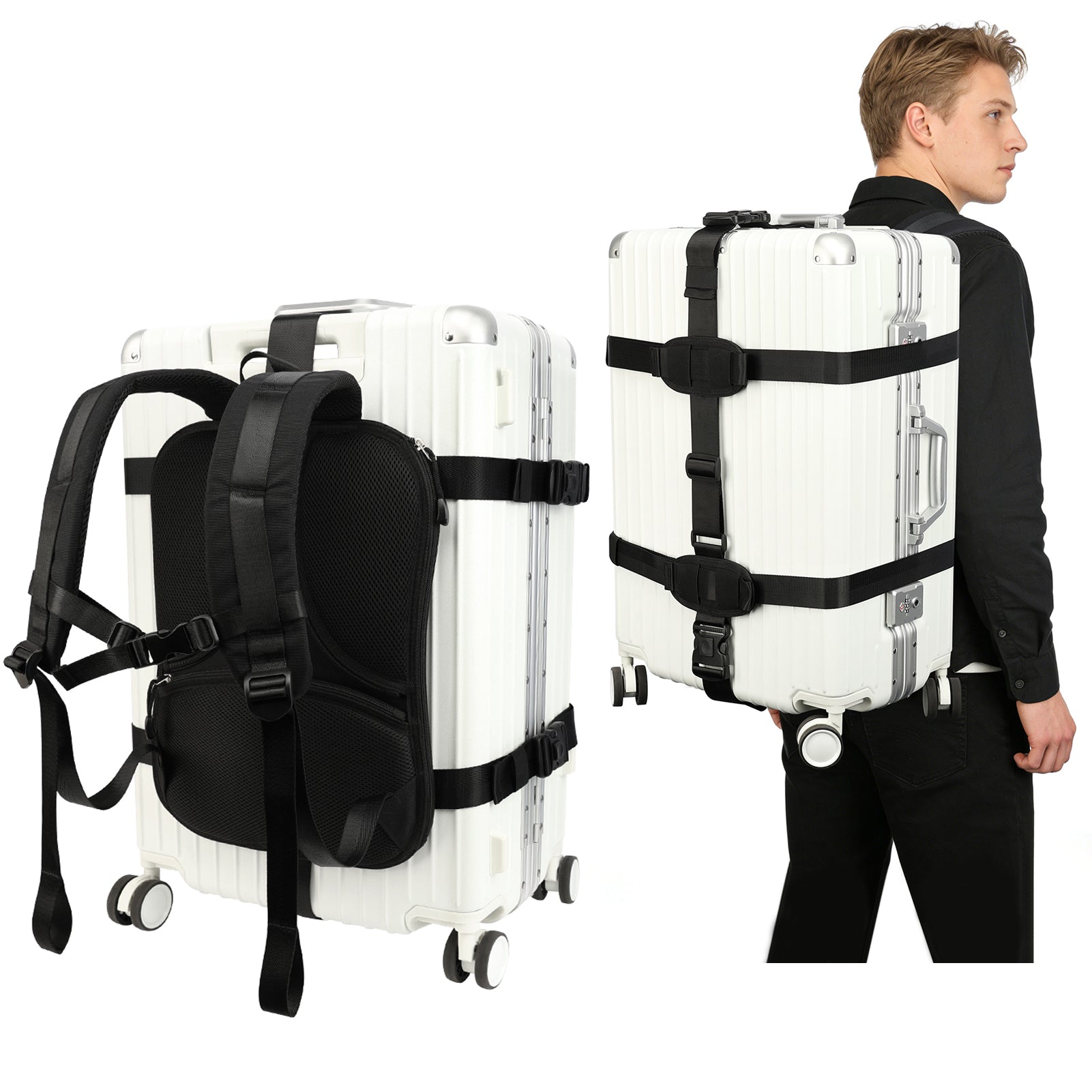 Hardcase Luggage Backpack Conversion System with Adjustable Straps Hardcase Luggage Backpack Conversion System with Adjustable Straps