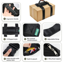 Fold up Box/Baggage Hand Carrying Straps in Pouch, Adjustable Belt, H-Shaped Style Carry Straps, for Safely Moving and Lifting Heavy Boxes, Groceries, Luggage