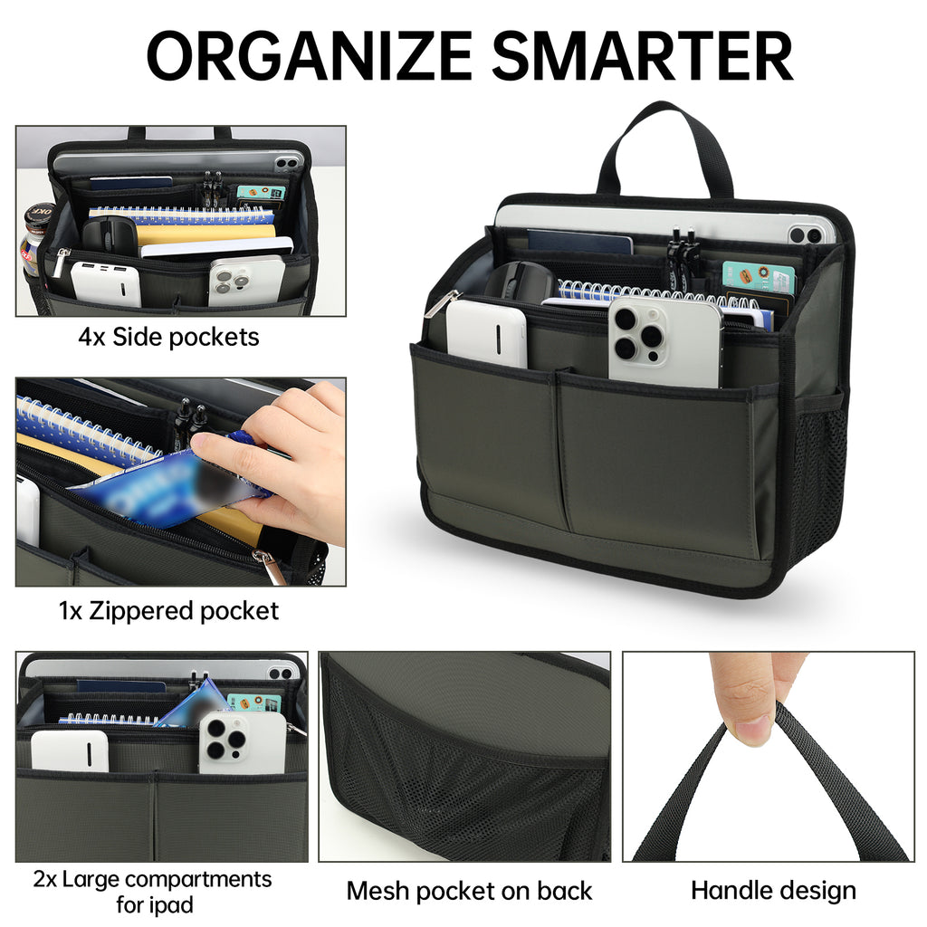 Organizer Insert for Briefcase Tote Shoulder Messenger Bag-19 Pockets ...
