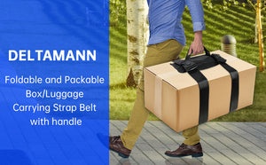 Fold up Box/Baggage Hand Carrying Straps in Pouch, Adjustable Belt, H-Shaped Style Carry Straps, for Safely Moving and Lifting Heavy Boxes, Groceries, Luggage