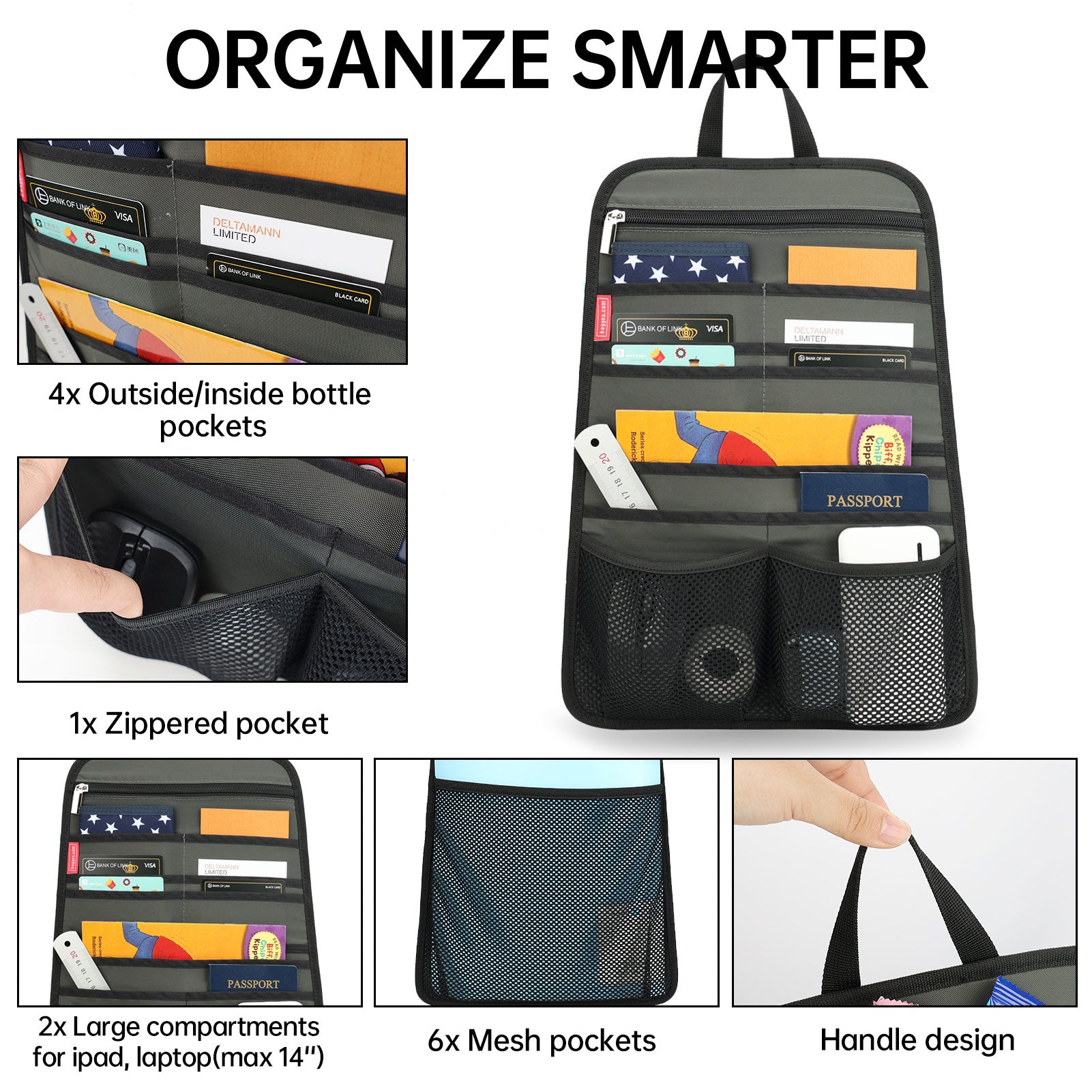 Travel Organizer Insert for Backpack | Portable Document & Passport Holder with Multiple Pockets