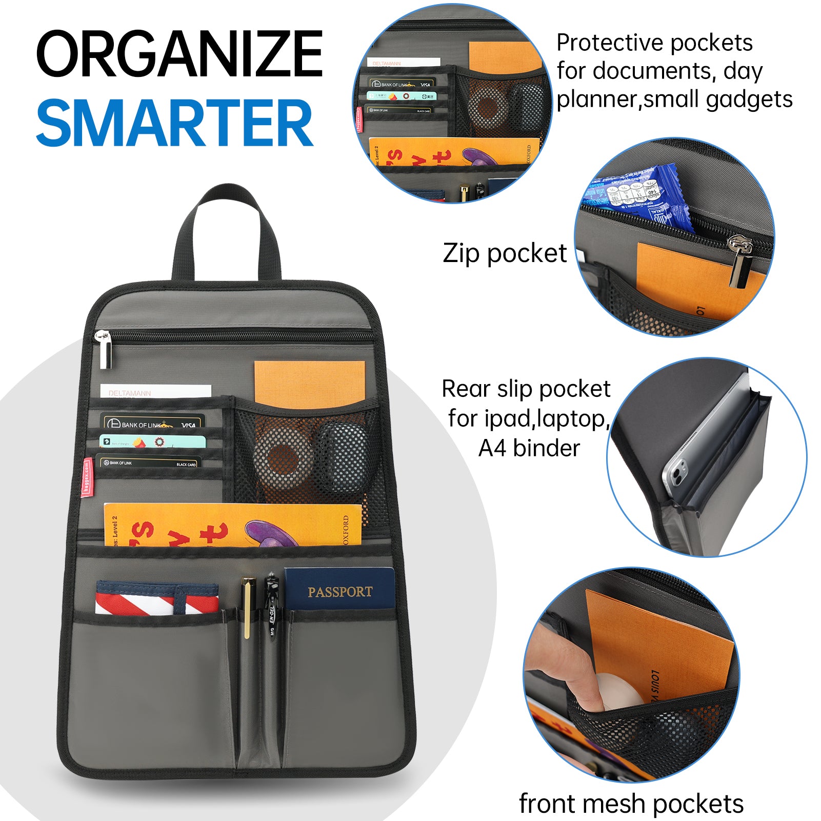 backpack laptop sleeve insert Travel Organizer Insert for Backpack | Portable Document & Passport Holder with Multiple Pockets