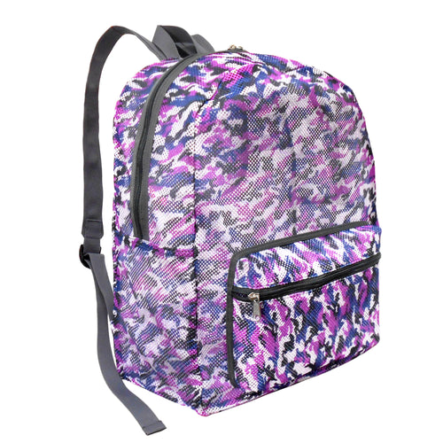 Mesh See-Through Foldable Backpack | Transparent Bookbag for School, Beach, Travel, Hike & Gym Daypack