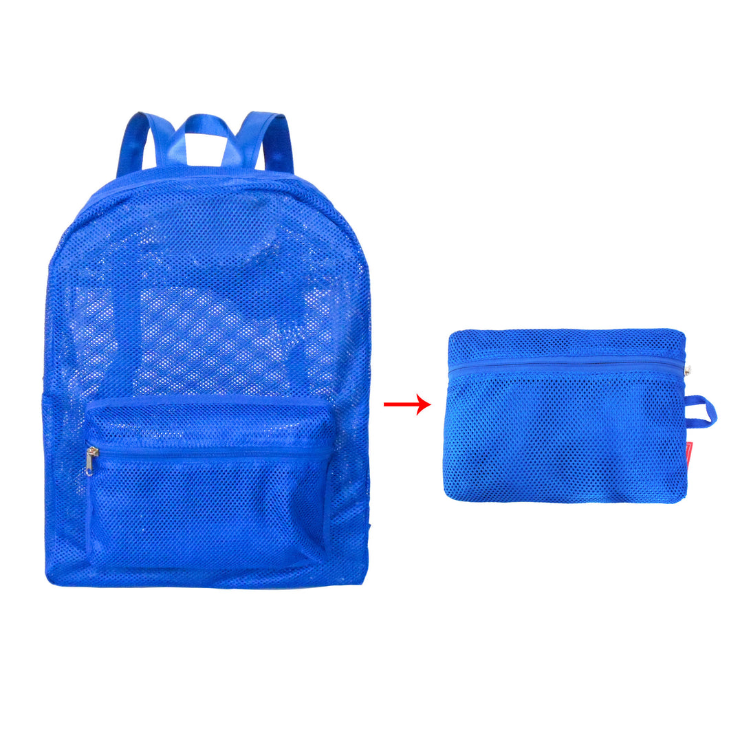 Mesh See-Through Foldable Backpack | Transparent Bookbag for School, Beach, Travel, Hike & Gym Daypack