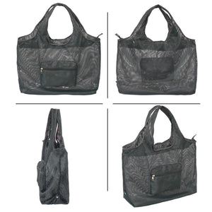 Foldable Mesh Tote Bag for Shopping | Reusable Collapsible Grocery Bag for Supermarkets, Beach, Picnics & Daily Errands