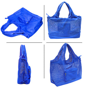 Foldable Mesh Tote Bag for Shopping | Reusable Collapsible Grocery Bag for Supermarkets, Beach, Picnics & Daily Errands