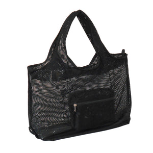 Foldable Mesh Tote Bag for Shopping | Reusable Collapsible Grocery Bag for Supermarkets, Beach, Picnics & Daily Errands