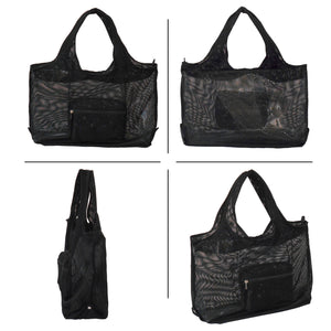 Foldable Mesh Tote Bag for Shopping | Reusable Collapsible Grocery Bag for Supermarkets, Beach, Picnics & Daily Errands