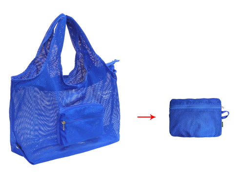 Foldable Mesh Tote Bag for Shopping | Reusable Collapsible Grocery Bag for Supermarkets, Beach, Picnics & Daily Errands