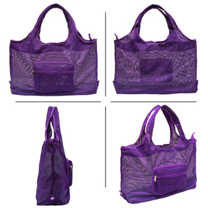 Foldable Mesh Tote Bag for Shopping | Reusable Collapsible Grocery Bag for Supermarkets, Beach, Picnics & Daily Errands