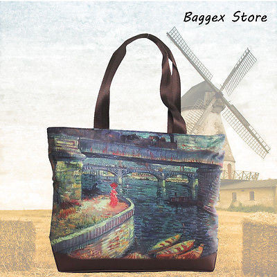 Masterpiece Painting Tote Bag(Vincent Van Gogh-Bridges across the Seine)