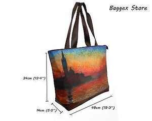 Masterpiece Painting Shoulder Tote Bag(Claude Monet-San Giorgio Maggiore At Dusk)