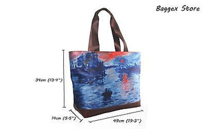 Masterpiece Painting Shoulder Tote Bag(Claude Monet-Impression Sunrise)