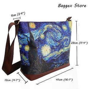 Masterpiece Painting Shoulder Bag(Vincent Van Gogh-Starry Night)