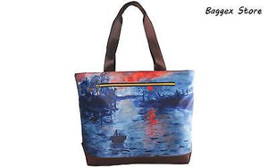 Masterpiece Painting Shoulder Tote Bag(Claude Monet-Impression Sunrise)