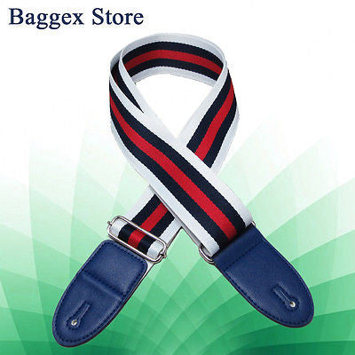 Adjustable Acoustic Electric Guitar Strap(WHITE/NAVY/RED)