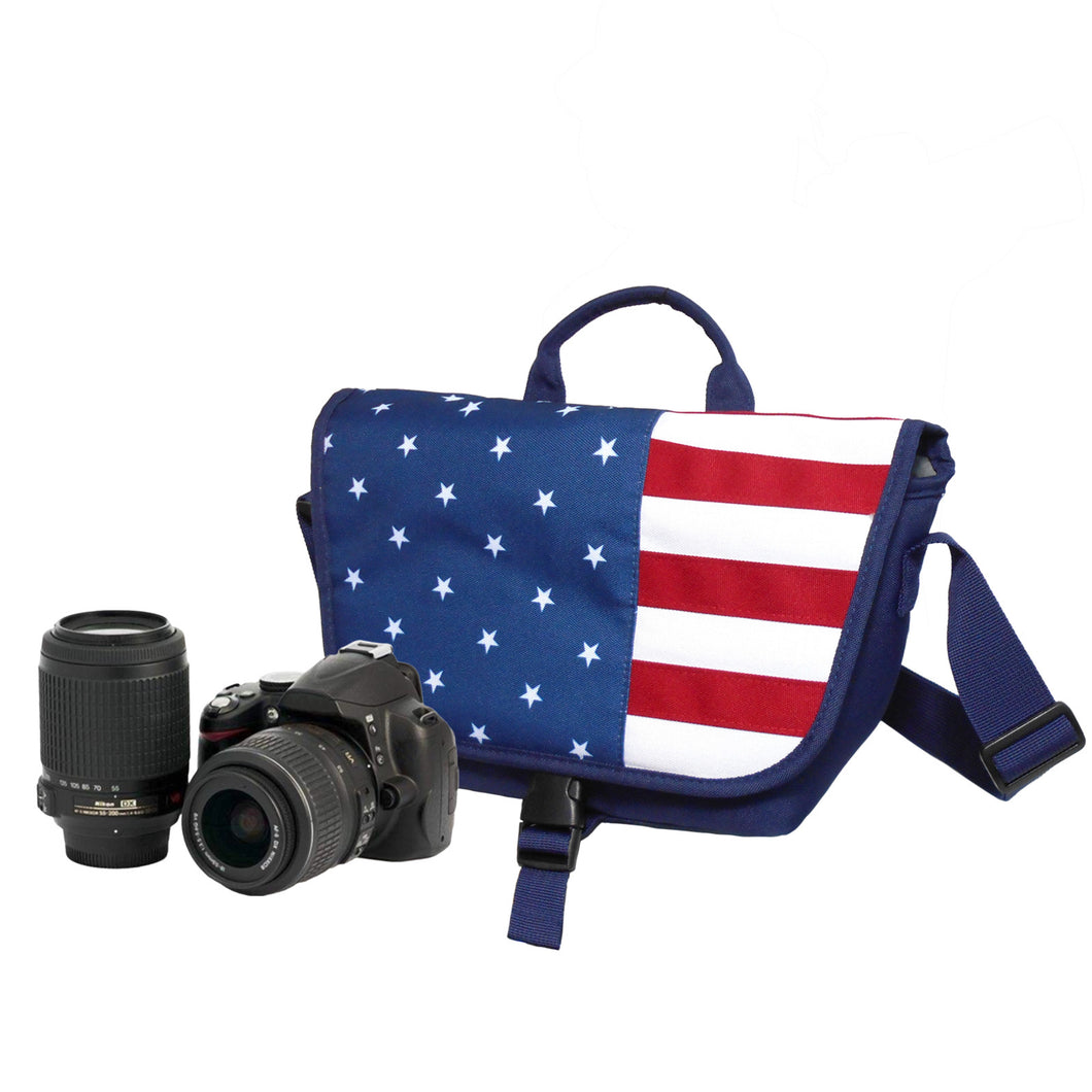 Stylish Camera Shoulder Bag for a DSLR Camera, 1 standard lens(US FLAG)