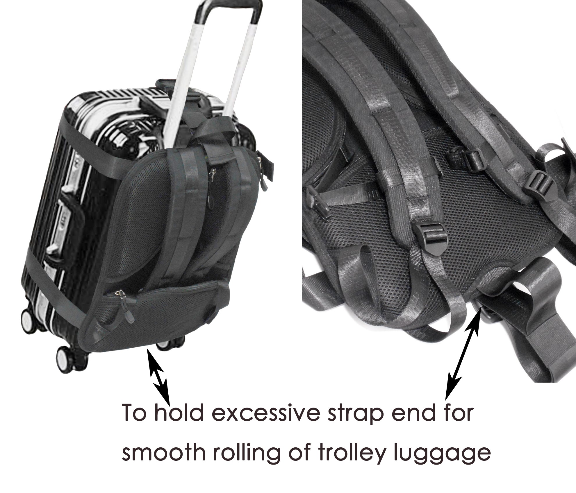 Cabin Luggage Harness in black, Travel accessories