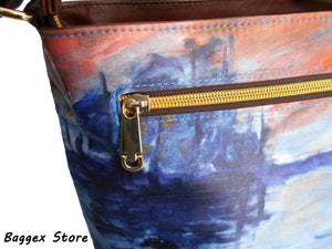 Masterpiece Painting Shoulder Bag(Claude Monet-Sunrise)