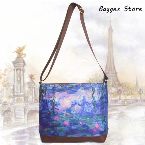 Masterpiece Painting Shoulder Bag(Claude Monet-Water Lilies)