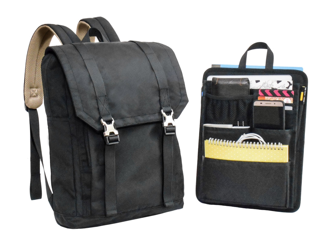 Backpack with Insert Organizer Set, for Travel, Business, College, Casual, Slim and Smart Looking, Women & Men
