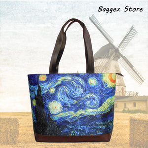 Masterpiece Painting Tote Bag(Vincent Van Gogh-Starry Night)